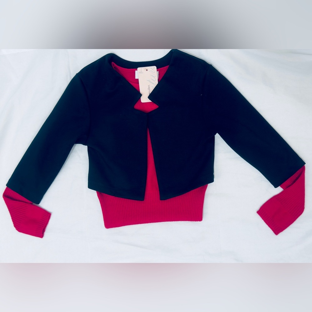 Sally Miller Couture Black Girls Bolero Cut Cardigan.     Small 7/8          NWT